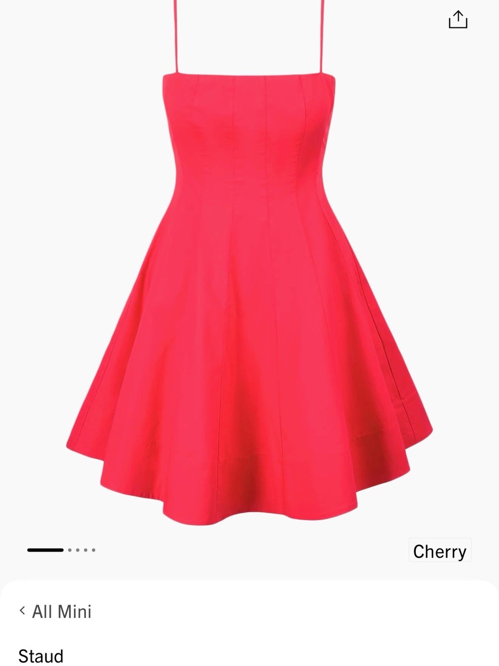 STAUD Cherry Red Fit-and-Flare Spaghetti-Strap Mini Dress